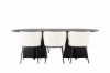 Imagine Masa de dining ovala Bootcut - Negru / Faner negru + Scaun de dining Edina - Negru / Boucle alb _6