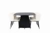 Imagine Masa de dining ovala Bootcut - Negru / Faner negru + Scaun de dining Edina - Negru / Boucle alb _6