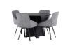 Imagine Masa de dining rotunda Bootcut - Negru / Fânar Fanéer + Scaun de dining Rosie - Negru / Gri închis Material textil _4