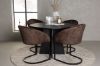 Imagine Masa de dining rotunda Bootcut - Negru / Faner negru + Scaun de dining Evening - Maro mat / Material maro _4