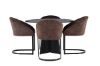 Imagine Masa de dining rotunda Bootcut - Negru / Faner negru + Scaun de dining Evening - Maro mat / Material maro _4