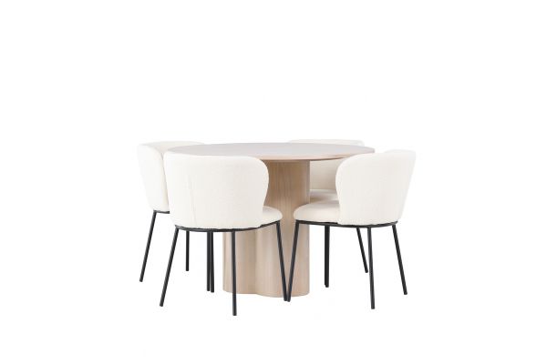 Imagine Setul de masă Olivia Dining Table - White Wash Veneer +Edina Dining Chair - Black / White Boucle _4