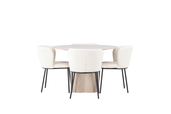 Imagine Setul de masă Olivia Dining Table - White Wash Veneer +Edina Dining Chair - Black / White Boucle _4