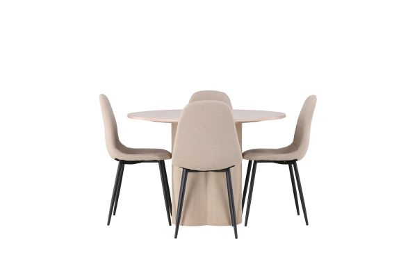 Imagine Olivia Dining Table - White Wash Veneer +Polar Dining Chair - Black / Beige Boucle _4