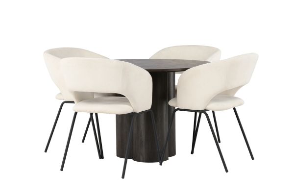 Imagine Olivia Dining Table - Mocca / Mocca Veneer +Day Dining Chair - Matte black / White Linen _4