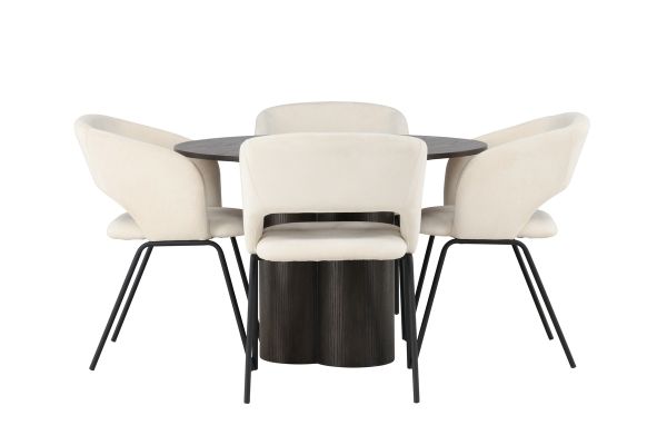 Imagine Olivia Dining Table - Mocca / Mocca Veneer +Day Dining Chair - Matte black / White Linen _4