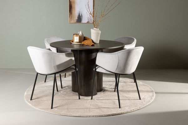 Imagine Olivia Dining Table - Mocca / Mocca Veneer +Evelina Dining Chair - Black / Light grey Velvet _4