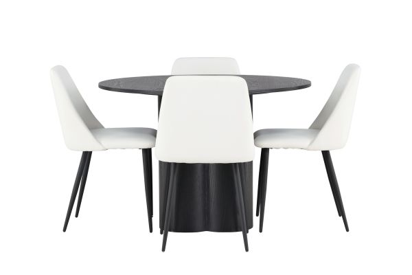 Imagine Masa de dining Olivia - Negru / Furnir negru + Scaun de dining Night - Negru / PU Alb _4