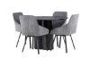 Imagine Masa de dining Olivia - Negru / Furnir negru + Scaun pentru dining Rosie - Negru / Material gri închis _4