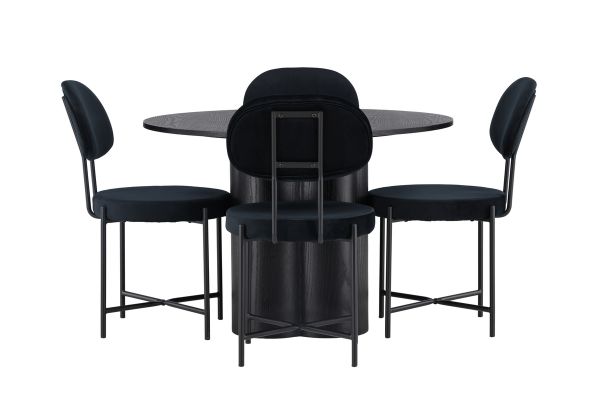 Imagine Masa de dining Olivia - Negru / Furnir negru + Scaun de dining Stella - Negru / Catifea neagra _4