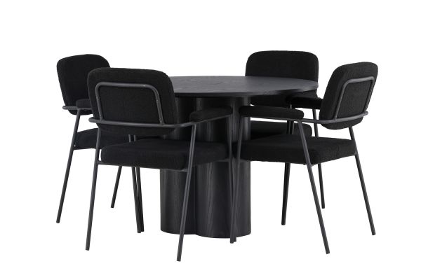 Imagine Masa de dining Olivia - Negru / Furnir de nuc + Scaun de dining Yesterday - Negru / Boucle negru _4