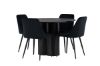 Imagine Masa de dining Olivia - Negru / Furnir de nuc + Scaun de dining Night - Negru / Catifea neagra _4