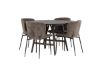 Imagine Setul de dining Kaseidon - Rotund - Lemn de cauciuc / MDF maro inchis + Scaun de dining Modesto - Gri / Boucle Negru Fumat _4