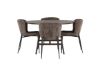 Imagine Setul de dining Kaseidon - Rotund - Lemn de cauciuc / MDF maro inchis + Scaun de dining Modesto - Gri / Boucle Negru Fumat _4