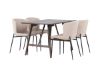 Imagine Masa de dining Kaseidon - Lemn de cauciuc / MDF maro inchis + Scaun de dining Modesto - Bej / Boucle bej _4