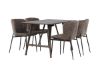 Imagine Masa de dining Kaseidon - Lemn de cauciuc / MDF maro inchis + Scaun de dining Modesto - Gri / Boucle negru fumuriu _4