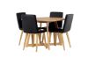 Imagine Masa de dining Yakidon - Lemn de cauciuc / MDF aspect stejar + 4 scaune de dining Today - Natur / PU negru