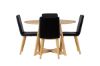 Imagine Masa de dining Yakidon - Lemn de cauciuc / MDF aspect stejar + 4 scaune de dining Today - Natur / PU negru