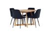 Imagine Masa de Dining Yakidon - Lemn de Caucho / MDF cu aspect de stejar + Scaun de Dining Night - Negru / Catifea Neagra _4