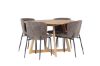 Imagine Masa de dining Yakidon - Lemn de cauciuc / MDF cu aspect de stejar + Scaun de dining Modesto - Gri / Boucle negru fumat _4