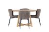 Imagine Masa de dining Yakidon - Lemn de cauciuc / MDF cu aspect de stejar + Scaun de dining Modesto - Gri / Boucle negru fumat _4