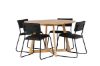 Imagine Masa de dining Yakidon - Lemn de cauciuc / MDF aspect stejar + Scaun Kenth - Negru / Piele ecologica neagra _4