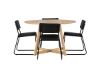 Imagine Masa de dining Yakidon - Lemn de cauciuc / MDF aspect stejar + Scaun Kenth - Negru / Piele ecologica neagra _4