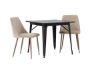 Imagine Masa de dining Tempe - Negru / MDF negru + Scaun de dining Night - Nuc inchis / Mocca / Material maro _2