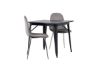 Imagine Masa de dining Tempe - Negru / Blat MDF negru + Scaun de dining Eva - Gri deschis / Catifea gri deschis _2