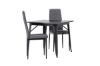 Imagine Masa de dining Tempe - Negru / Placaj MDF negru + Scaun de dining Petra - Negru / Material gri închis_2