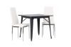 Imagine Masa de dining Tempe - Negru / MDF negru + 2 scaune de dining Pastill - Argintiu / PU alb