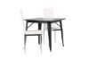 Imagine Masa de dining Tempe - Negru / MDF negru + 2 scaune de dining Pastill - Argintiu / PU alb