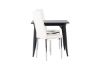 Imagine Masa de dining Tempe - Negru / MDF negru + 2 scaune de dining Pastill - Argintiu / PU alb