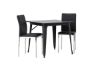 Imagine Masa Tempe pentru Dining - Negru / MDF negru + 2 scaune pentru Dining Lily - Picior cromat / PU negru