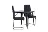 Imagine Masa de dining Tempe - MDF negru / negru + Scaun de dining Tempo - picior cromat / PU negru _2