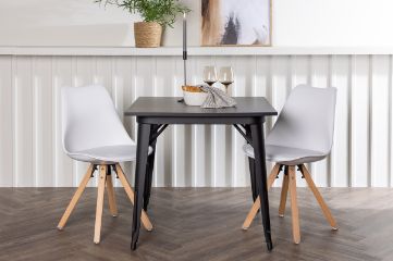 Imagine Tempe Dining Table - Black / Black MDF +Zeno Dining Chair - Nature woodlook / White PP _2