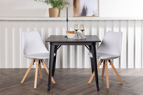 Imagine Tempe Dining Table - Black / Black MDF +Zeno Dining Chair - Nature woodlook / White PP _2