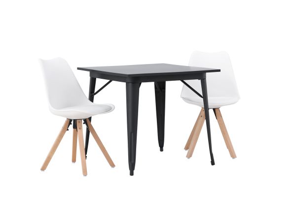 Imagine Tempe Dining Table - Black / Black MDF +Zeno Dining Chair - Nature woodlook / White PP _2