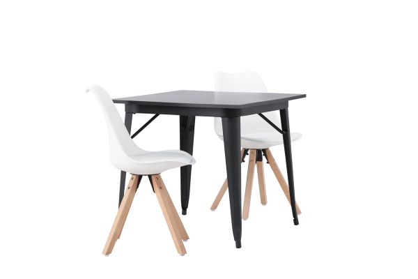 Imagine Tempe Dining Table - Black / Black MDF +Zeno Dining Chair - Nature woodlook / White PP _2