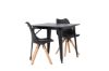 Imagine Masa de dining Tempe - Negru / MDF negru + Scaun de dining Zeno - Aspect lemn natural / PP negru _2