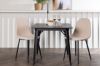 Imagine Masa de dining Tempe - Negru / MDF Negru + Scaun de dining Polar - Negru / Boucle Bej