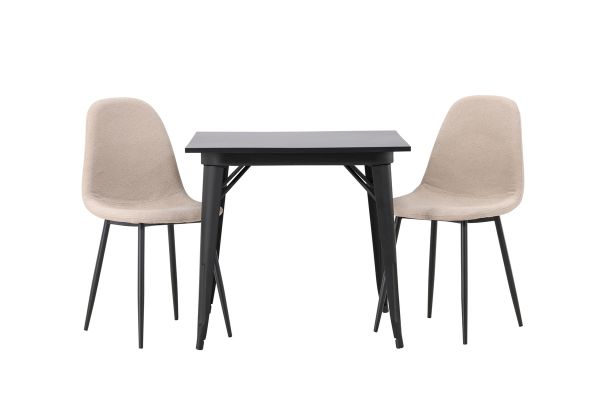 Imagine Masa de dining Tempe - Negru / MDF Negru + Scaun de dining Polar - Negru / Boucle Bej