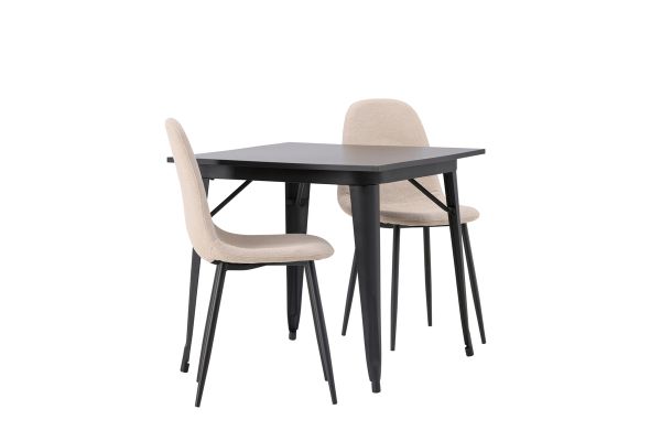 Imagine Masa de dining Tempe - Negru / MDF Negru + Scaun de dining Polar - Negru / Boucle Bej