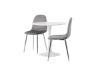 Imagine Masa de dining Hamden - MDF alb + Scaun de dining Eva - Gri deschis / Catifea gri deschis _2