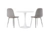 Imagine Masa de dining Hamden - MDF alb + Scaun de dining Eva - Gri deschis / Catifea gri deschis _2