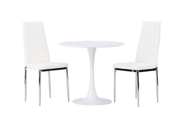 Imagine Masa de dining Hamden - MDF alb + Scaun de dining Pastill - Argintiu / PU alb _2