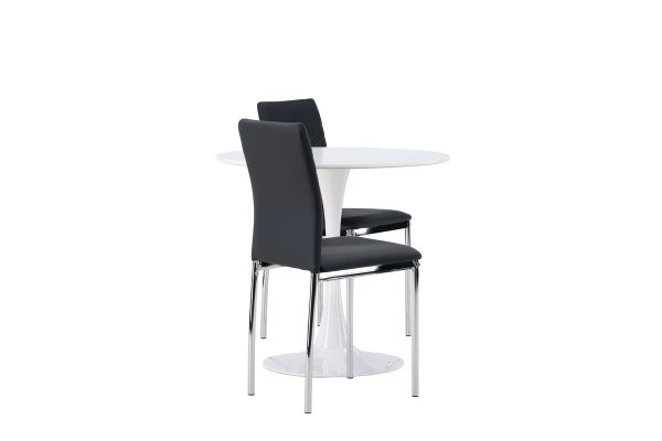 Imagine Masa de dining Hamden - MDF alb + Scaun de dining Lily - picior cromat / PU negru _2