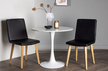 Imagine Masa de dining Hamden - MDF alb + Scaun de dining Today - Natural / PU negru _2