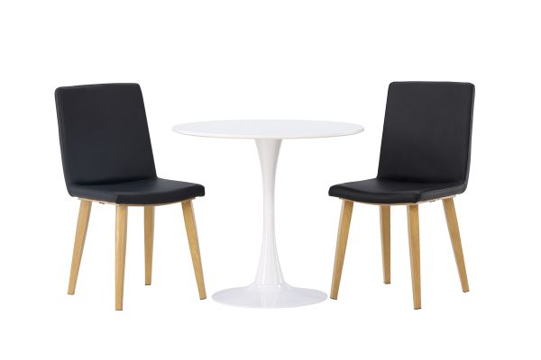 Imagine Masa de dining Hamden - MDF alb + Scaun de dining Today - Natural / PU negru _2