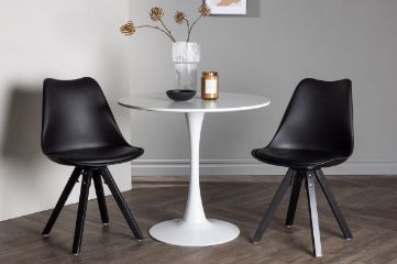 Imagine Masa de dining Hamden - MDF alb + Scaun de dining Zeno - Negru / PP negru _2